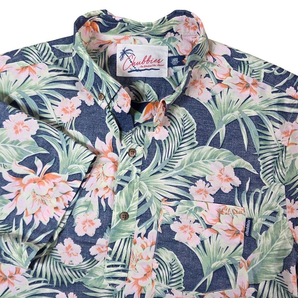 Chubbies Popover L Navy Blue Tropical Hawaiian‎ Casual Party resortwear shirt